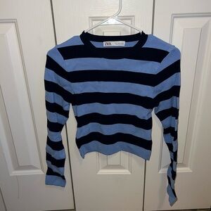 Zara Long Sleeve Striped Crop Top